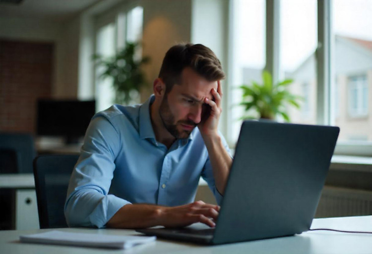 Jauns vīrietis ar galvassāpēm